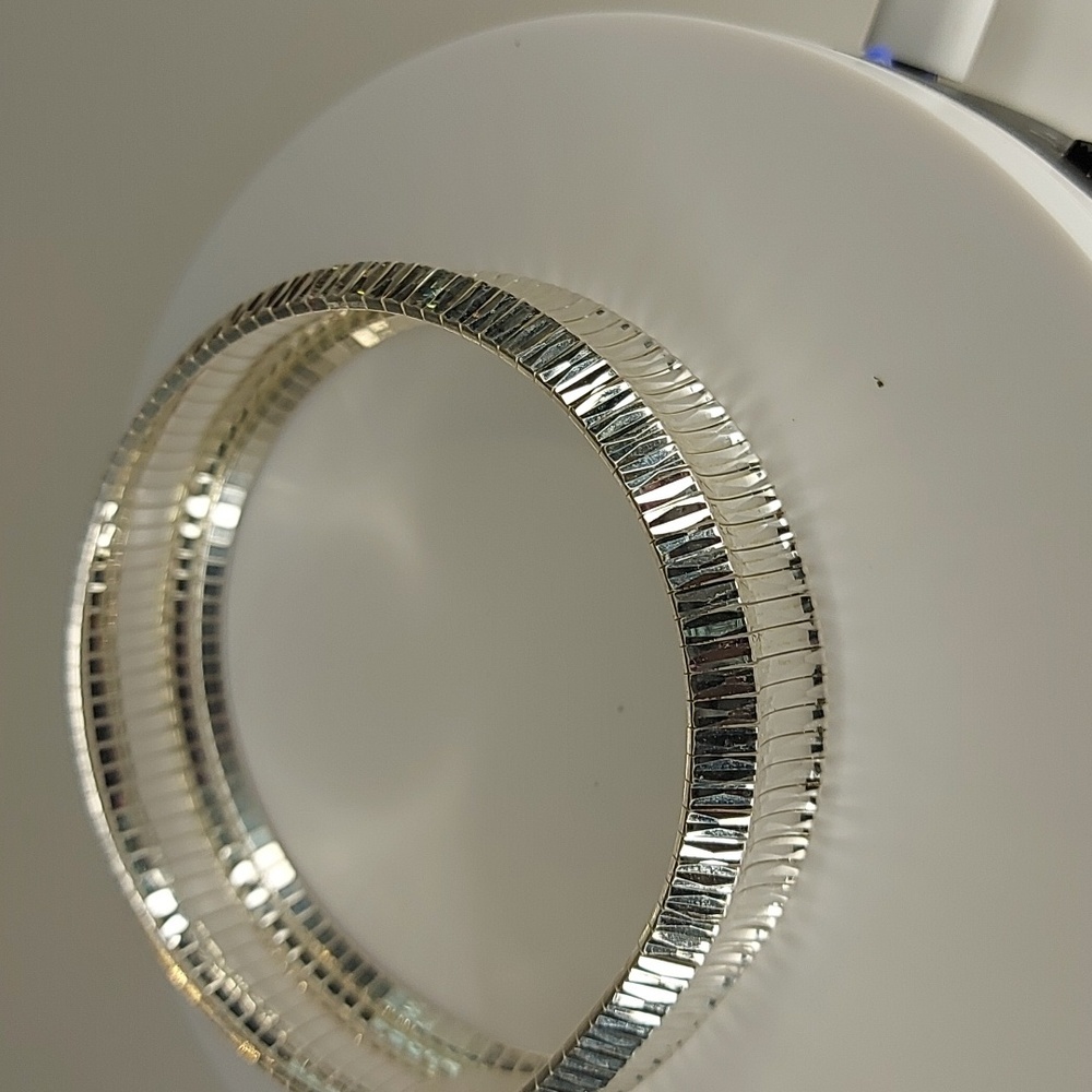 925 made in Italy Sterling Silver textured flexible bangle bracelet